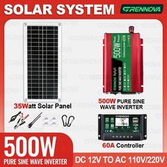Grennova 500W Solar Kit Pure Sine 35W 60A MPPT Off-Grid RV Camping Use