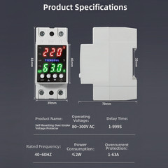 Flame Retardant Voltage Protector with Dual LCD Display AC80-300V Rating