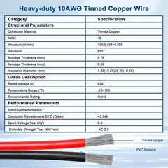 XT60 Extension Cable 1FT 2PCS, 10AWG Tinned Copper Wire with XT60 Male to Fem…
