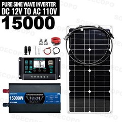 15000W Solar System Kit Flexible Panel 12V To 110V 220V for Camp Home ChargerBQ
