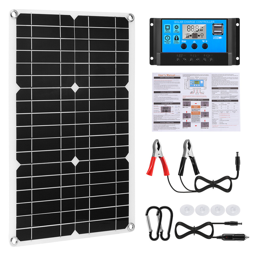 30W-400W Solar Panel Kit Battery Charger Controller Caravan Boat Outdoor Camping