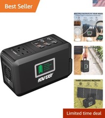 Compact 120W Solar Power Station with 2 AC Outlets & LED Light for Emergencies