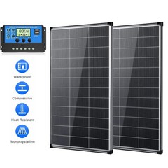 200W Solar Panel Controller Kit Battery Power Charge Roof RV Boat Home Off-Grid