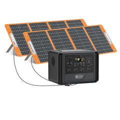 Flashfish T1200S Portable Power Station 1200W 768Wh With 2*Solar Panel 100W 18V