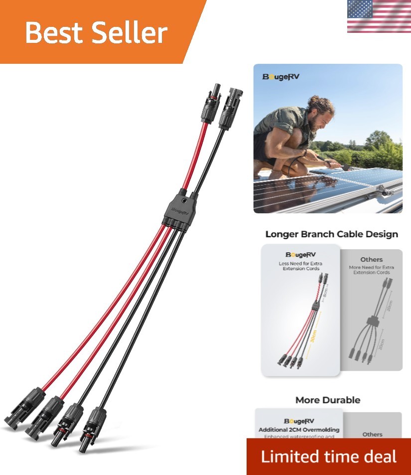 High-Performance 10AWG Solar Parallel Connectors – Weatherproof 30cm Cable