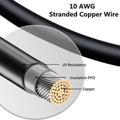 50ft Black +50ft Red 10AWG Solar Panel Extension Cable Flexible Wire Connectors
