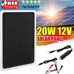20W Solar Panel 12V Trickle Charger Battery Charger Kit Maintainer Boat RV Car