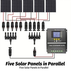 1 Pair Solar Panel Connector T Branch Cable Splitter 1 Female to 5 Male Parallel