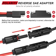 Solar Panel Connector Cable, 10AWG SAE Connector to Male & Female Solar Conne…