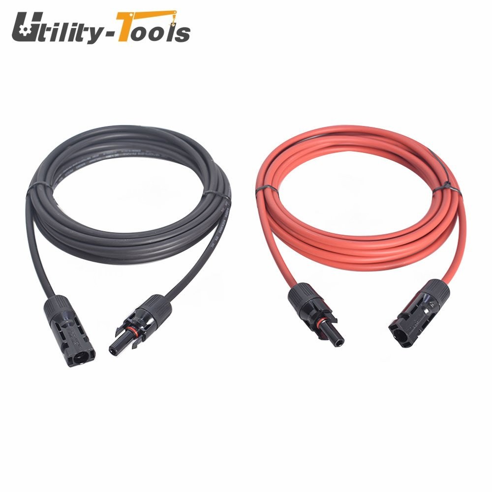 High Quality 12 AWG Black + Red 10 FT Solar Panel Extension Cable Wire Connector
