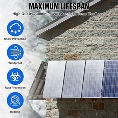 Adjustable Solar Panel Mount Brackets – 4 Sets, 45″ with Foldable Tilt Legs for