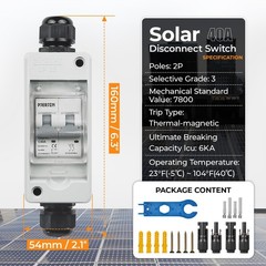 Solar Panel Disconnect Switch 40Amps 550V DC Miniature Circuit Breaker Box fo…