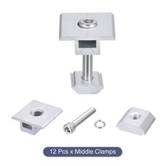 12 Pcs Solar Panel Middle Clamps 35mm Aluminium Solar Panel Mount Mid Clips