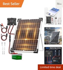 30W Solar Battery Charger – 12V Solar Panel Kit with 10A Smart Charge Control…