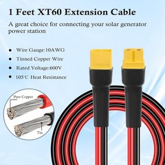 2PCS 10AWG XT60 Extension Cable – Male to Female, Waterproof Durable Design