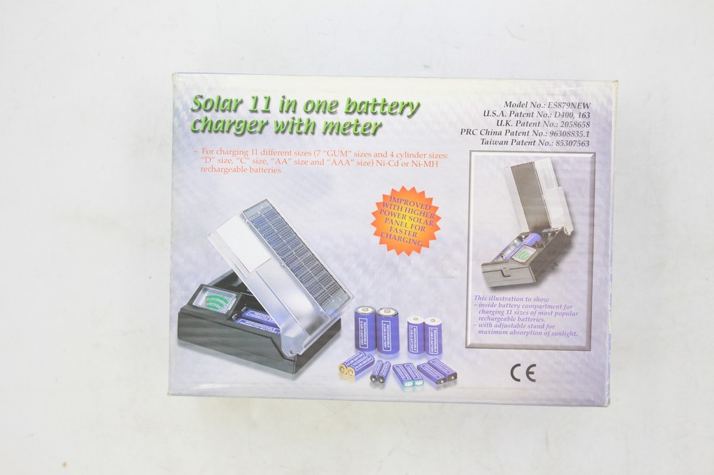 Solar 11 in One Battery Charge with Meter AA D C AAA Ni-Cd NiMH Battery ES879NEW