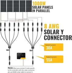 Solar Y Connector Solar Panel Parallel Connectors Extra Long 1 to 5 Solar Bra…