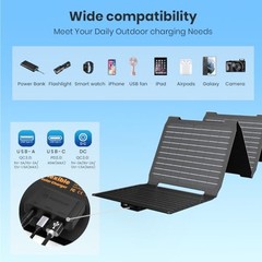 Upgraded Portable Solar Panel Chargers with PD2.0 USB-C,QC3.0 USB-A and 40W