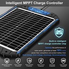 SUNER POWER 20W 12V Solar Battery Trickle & PRO, Built-in Intelligent MPPT Contr