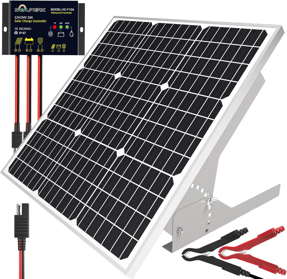 50W/12V Solar Panel Kit, Solar Battery Trickle Charger Maintainer + Waterproof C