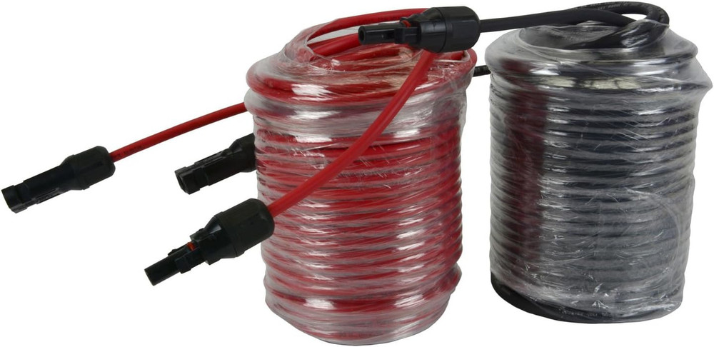 100′ Red & Black 10 AWG Solar Panel Extension Cable with M/F Connectors