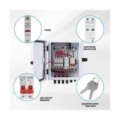 PV Combiner Box 4 String, IP65 Waterproof Solar Combiner Box with Lightning A…