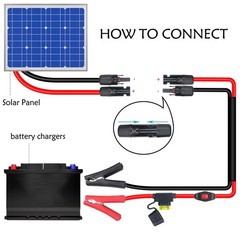RIIEYOCA 14AWG Battery Alligator Crocodile Clip to Solar Connector Extension