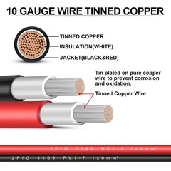 3 Feet 10AWG Solar Extension Cable with Solar Panel Female and Male Connector…