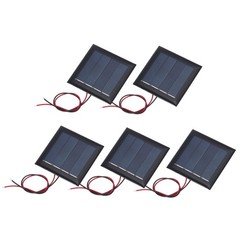 5 Pcs 2V 0.26W 130mA Mini Solar Panels with 2 Cable 54mm x 54mm
