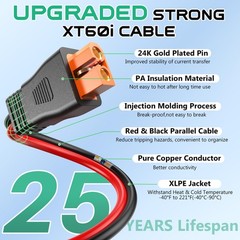 10AWG XT60i Solar Cable 30FT, Solar to XT60i Cable 3 10 15 20 25 40 50FT, Sol…