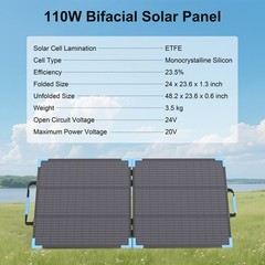 110W Portable Solar Panel Bifacial for EcoFlow Bluetti Anker Power Station 1000W