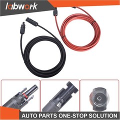 Labwork Solar Panel Extension Cable Wire Connector 12AWG 10ft Black + Red 1Pair