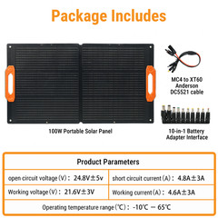 N-Type 16BB 100W Portable Solar Panel, Foldable Monocrystalline Panel