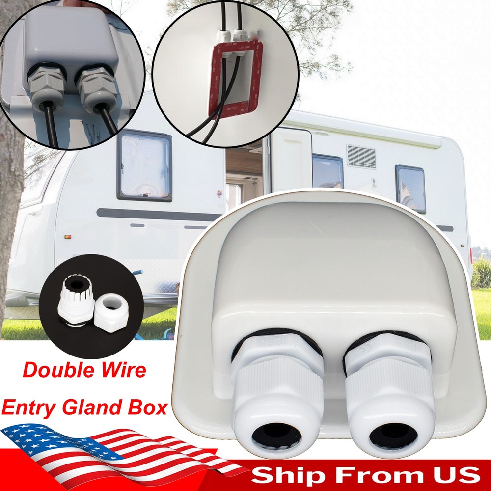 ABS Cable Entry Gland Waterproof Double Hole Junction Box RV Solar Panel Roof.