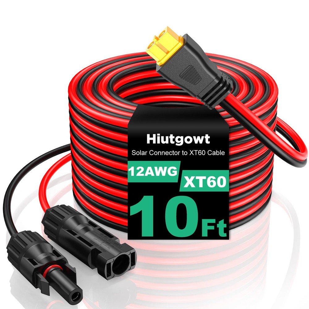 12AWG XT60 Solar Cable 10FT For Portable Power Station Solar Generator Charging