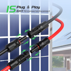 30FT 10AWG Solar Panel Extension Cable, 6Mm² Solar Extension Cable Wire with Fe