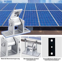 Adjustable Solar Panel Mounting Brackets 8PCS, Tilt 10-60° Roof Kit for 400W 500