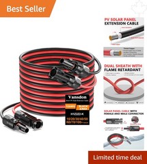 Efficient 30ft 10AWG Solar Panel Cable with Easy Male-Female Locking Connectors