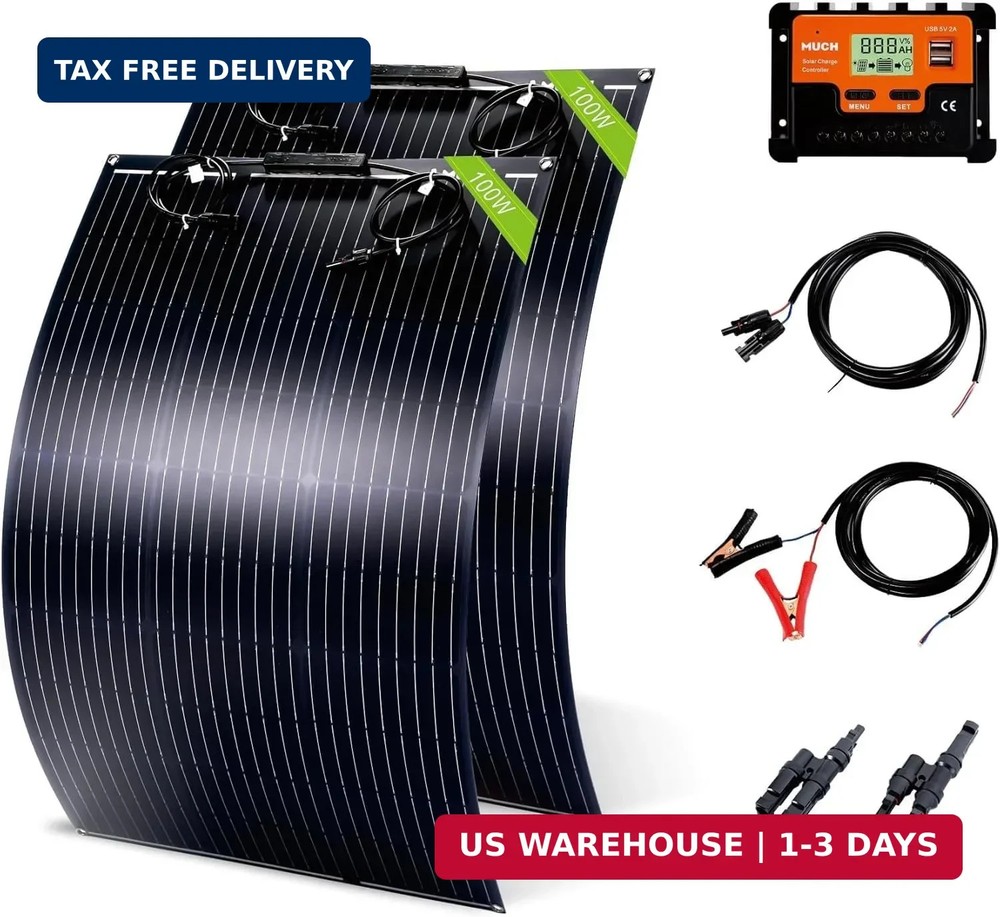 200W Flexible Solar Panel Kit, Lightweight Monocrystalline Ultra-Flexible Bendab