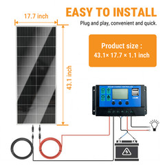100W 12V Monocrystalline Solar Panel Kit w/ 20A PWM Charge Controller