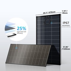 200W 18V Bifacial Solar Panel Waterproof IP67 Monocrystalline Solar Cells Power