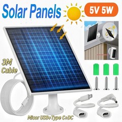 5V Panel Solar Para Camara De Seguridad Cargador Solar Portatil USB DC Tipo C