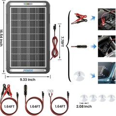 12V Solar Car Battery Charger: 15W Solar Trickle Charger Maintainer with MPPT…