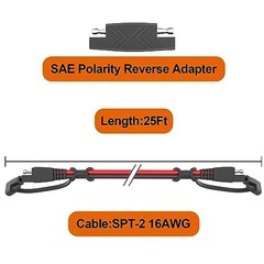 25FT SAE Extension Cable Quick Disconnect Connector 16AWG for Automotive Solar C