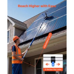26 ft Water Fed Solar Panel Cleaning Kit with Brush, Squeegee, Soap Dispenser
