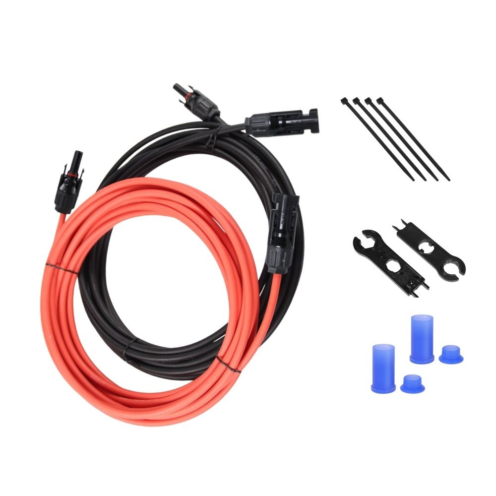 20FT 10 AWG Solar Panel Extension Cables, PV Wire Male to Female Connectors