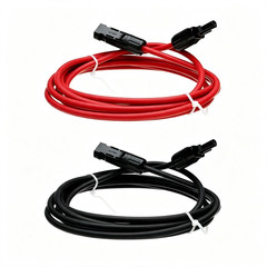 US 1 Pair Black + Red Solar Panel Extension Cable Wire Connector 10 AWG