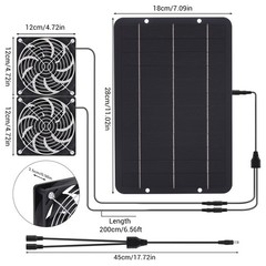 12V Solar Powered Dual Exhaust Fan Kit Waterproof For Chicken Coops, Greenhouses
