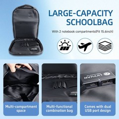 20W Solar Backpack 5V 3A Type C & Type A Charger for Camping Trip Hiking Black