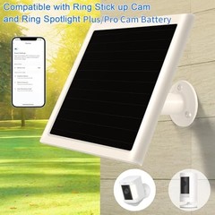 6W Solar Panel Charger for Ring Camera, Compatible with Ri ng Stick White 1Pack